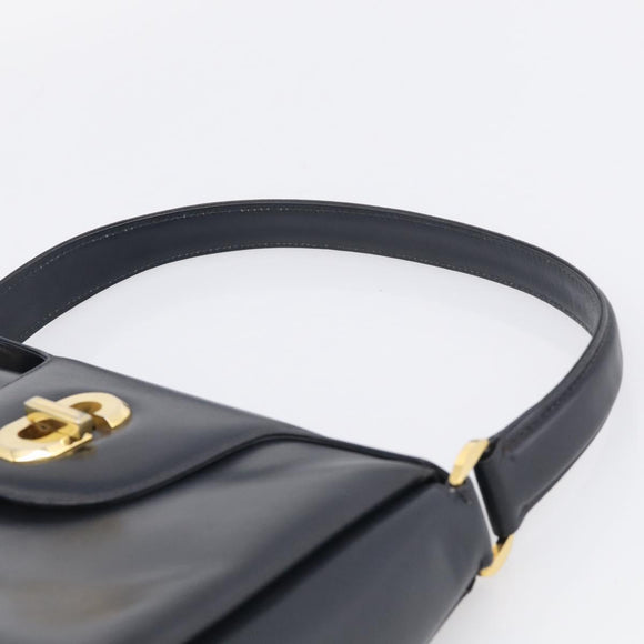 GUCCI Hand Bag Leather Black Gold Tone Auth 211014