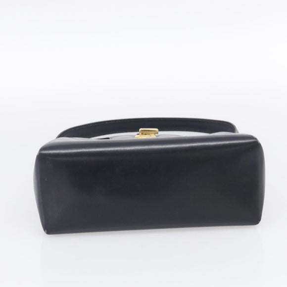 GUCCI Hand Bag Leather Black Gold Tone Auth 211014