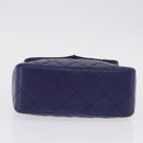 CHANEL Matelasse Chain Shoulder Bag Lamb Skin Navy Gold Tone CC Auth 211015A-10