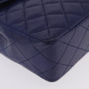 CHANEL Matelasse Chain Shoulder Bag Lamb Skin Navy Gold Tone CC Auth 211015A-11