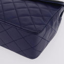 CHANEL Matelasse Chain Shoulder Bag Lamb Skin Navy Gold Tone CC Auth 211015A-12