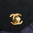 CHANEL Matelasse Chain Shoulder Bag Lamb Skin Navy Gold Tone CC Auth 211015A-15