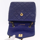 CHANEL Matelasse Chain Shoulder Bag Lamb Skin Navy Gold Tone CC Auth 211015A-16