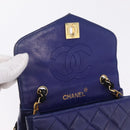 CHANEL Matelasse Chain Shoulder Bag Lamb Skin Navy Gold Tone CC Auth 211015A-17