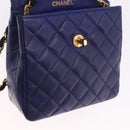 CHANEL Matelasse Chain Shoulder Bag Lamb Skin Navy Gold Tone CC Auth 211015A-18