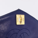 CHANEL Matelasse Chain Shoulder Bag Lamb Skin Navy Gold Tone CC Auth 211015A-19