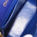 CHANEL Matelasse Chain Shoulder Bag Lamb Skin Navy Gold Tone CC Auth 211015A-22