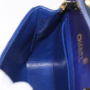 CHANEL Matelasse Chain Shoulder Bag Lamb Skin Navy Gold Tone CC Auth 211015A-24