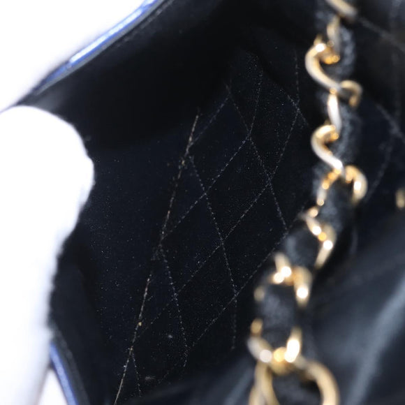 CHANEL Matelasse Chain Shoulder Bag Lamb Skin Navy Gold Tone CC Auth 211015A