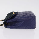 CHANEL Matelasse Chain Shoulder Bag Lamb Skin Navy Gold Tone CC Auth 211015A-5