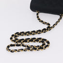 CHANEL Matelasse Chain Shoulder Bag Lamb Skin Navy Gold Tone CC Auth 211015A-7