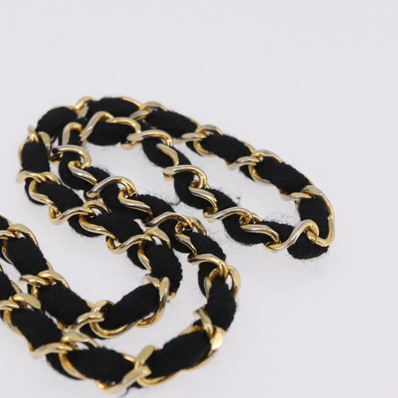 CHANEL Matelasse Chain Shoulder Bag Lamb Skin Navy Gold Tone CC Auth 211015A