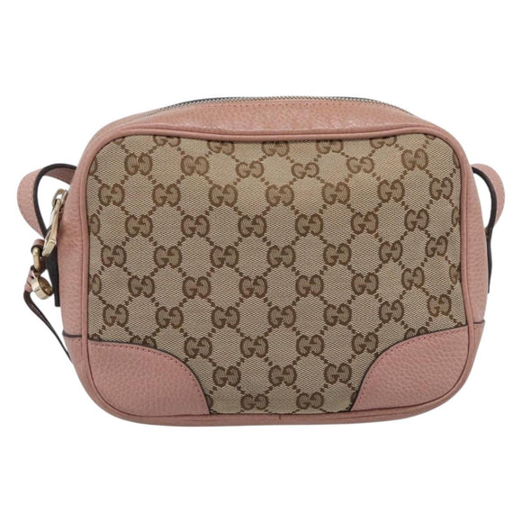 GUCCI GG Canvas Shoulder Bag Beige Gold 449413 Auth 211020V