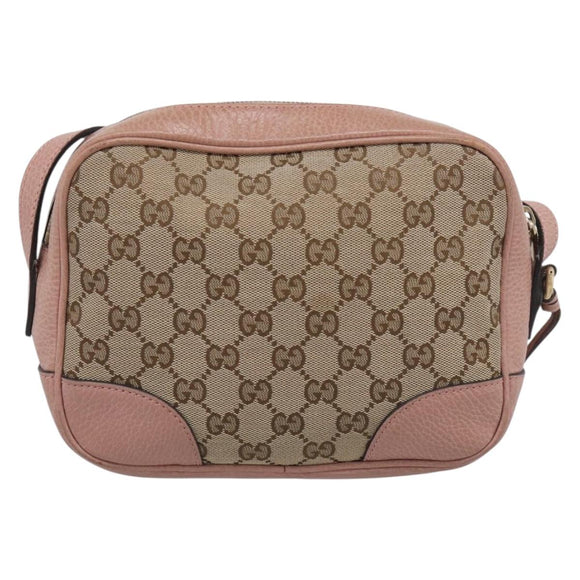 GUCCI GG Canvas Shoulder Bag Beige Gold 449413 Auth 211020V