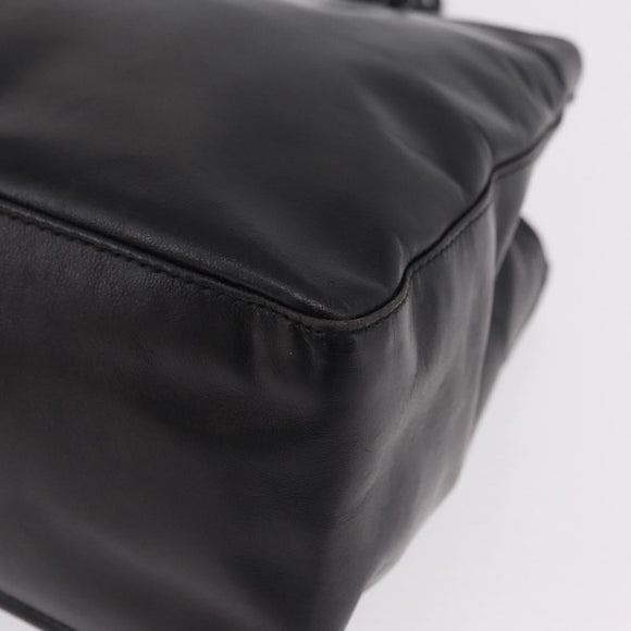 PRADA Chain Shoulder Tote Bag Leather Black Auth 211021A