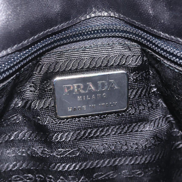 PRADA Chain Shoulder Tote Bag Leather Black Auth 211021A