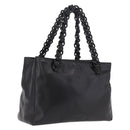 PRADA Chain Shoulder Tote Bag Leather Black Auth 211021A-1