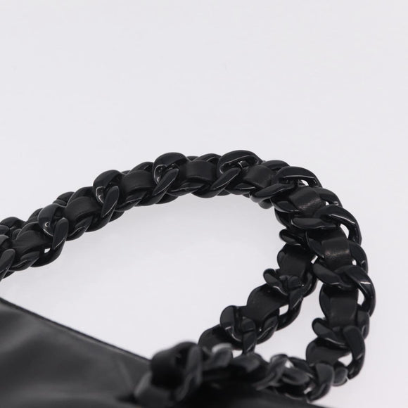 PRADA Chain Shoulder Tote Bag Leather Black Auth 211021A