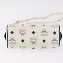 MCM Vicetos Mini Boston Bag PVC Leather 2way White Gold Tone Auth 211022-16