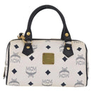 MCM Vicetos Mini Boston Bag PVC Leather 2way White Gold Tone Auth 211022-2