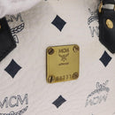 MCM Vicetos Mini Boston Bag PVC Leather 2way White Gold Tone Auth 211022-22