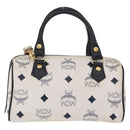 MCM Vicetos Mini Boston Bag PVC Leather 2way White Gold Tone Auth 211022-3
