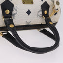 MCM Vicetos Mini Boston Bag PVC Leather 2way White Gold Tone Auth 211022-9