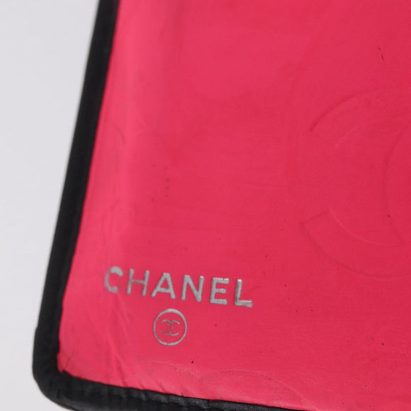 CHANEL Matelasse Cambon Line Long Wallet Lamb Skin Black Silver CC Auth 211024