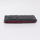 CHANEL Matelasse Cambon Line Long Wallet Lamb Skin Black Silver CC Auth 211024-4