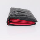 CHANEL Matelasse Cambon Line Long Wallet Lamb Skin Black Silver CC Auth 211024-7