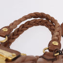 Miu Miu Vitellolux Matelasse Hand Bag Leather 2way Brown Gold Tone Auth 211028V-11
