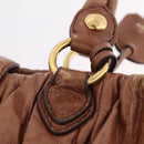 Miu Miu Vitellolux Matelasse Hand Bag Leather 2way Brown Gold Tone Auth 211028V-13