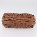 Miu Miu Vitellolux Matelasse Hand Bag Leather 2way Brown Gold Tone Auth 211028V-14