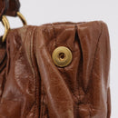 Miu Miu Vitellolux Matelasse Hand Bag Leather 2way Brown Gold Tone Auth 211028V-19