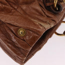 Miu Miu Vitellolux Matelasse Hand Bag Leather 2way Brown Gold Tone Auth 211028V-8