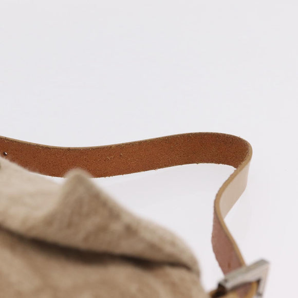 FENDI Zucca Canvas Mamma Baguette Shoulder Bag Wool Beige Silver Auth 211029V