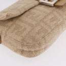 FENDI Zucca Canvas Mamma Baguette Shoulder Bag Wool Beige Silver Auth 211029V-14
