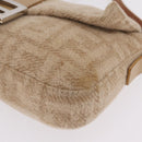FENDI Zucca Canvas Mamma Baguette Shoulder Bag Wool Beige Silver Auth 211029V-15
