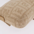FENDI Zucca Canvas Mamma Baguette Shoulder Bag Wool Beige Silver Auth 211029V-16