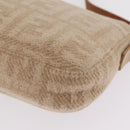 FENDI Zucca Canvas Mamma Baguette Shoulder Bag Wool Beige Silver Auth 211029V-17