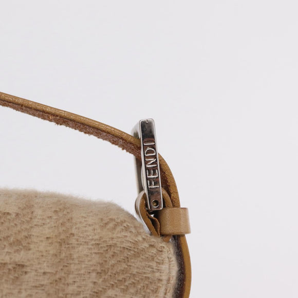 FENDI Zucca Canvas Mamma Baguette Shoulder Bag Wool Beige Silver Auth 211029V