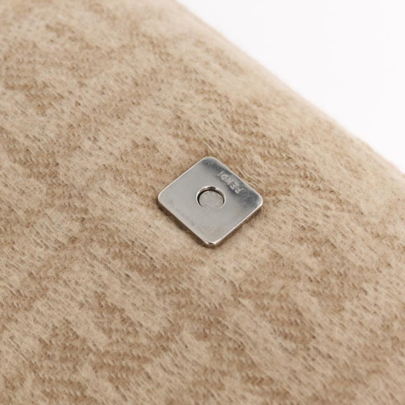 FENDI Zucca Canvas Mamma Baguette Shoulder Bag Wool Beige Silver Auth 211029V