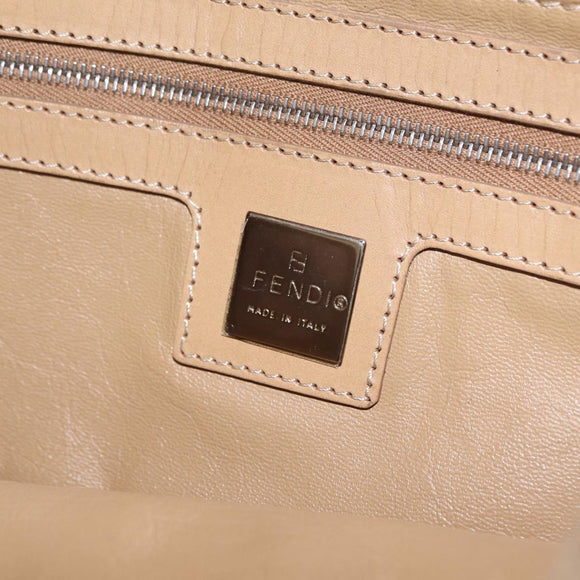 FENDI Zucca Canvas Mamma Baguette Shoulder Bag Wool Beige Silver Auth 211029V