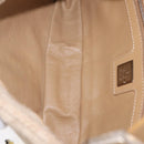 FENDI Zucca Canvas Mamma Baguette Shoulder Bag Wool Beige Silver Auth 211029V-24