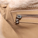 FENDI Zucca Canvas Mamma Baguette Shoulder Bag Wool Beige Silver Auth 211029V-27