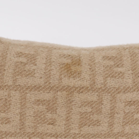 FENDI Zucca Canvas Mamma Baguette Shoulder Bag Wool Beige Silver Auth 211029V
