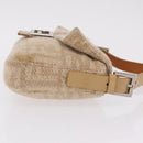 FENDI Zucca Canvas Mamma Baguette Shoulder Bag Wool Beige Silver Auth 211029V-5