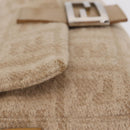 FENDI Zucca Canvas Mamma Baguette Shoulder Bag Wool Beige Silver Auth 211029V-7