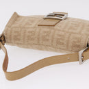 FENDI Zucca Canvas Mamma Baguette Shoulder Bag Wool Beige Silver Auth 211029V-8