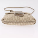 FENDI Zucchino Canvas Shoulder Bag Beige Silver 8BT075 Auth 211031-12